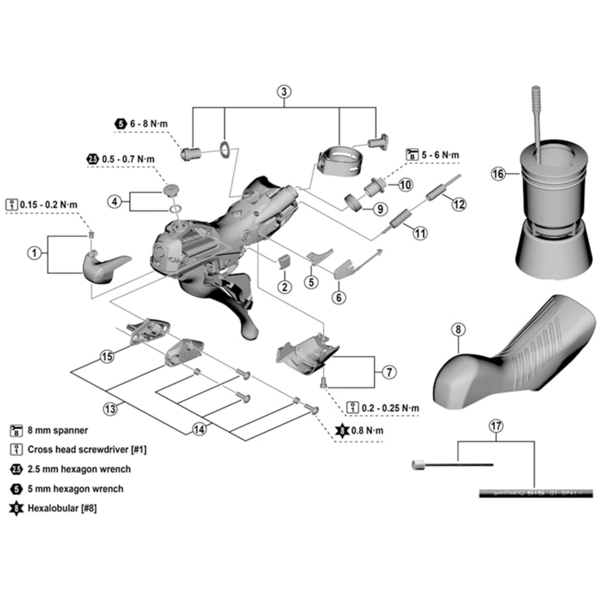 Shimano Spares SIS SP41 outer gear casing long nose cap; single