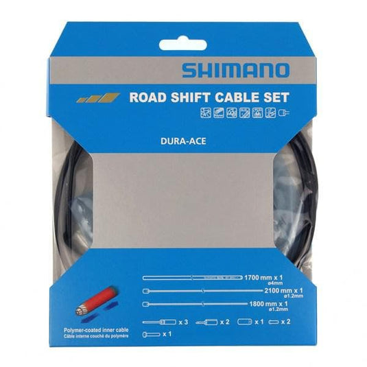 Shimano Spares Road gear cable set; Polymer coated inners; black