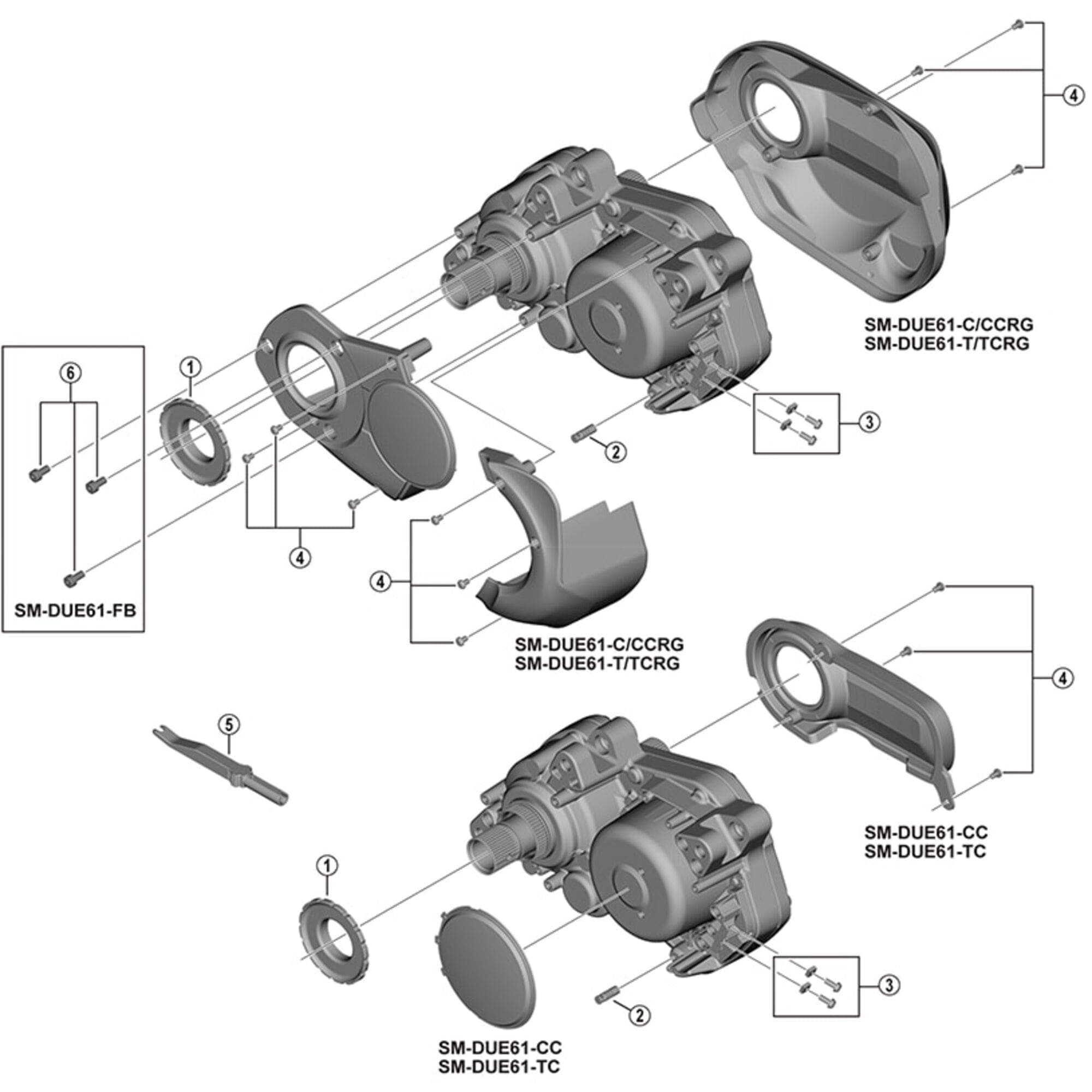 Shimano Spares SM-DUE61 chain case fixing M4 bolts; pack of 3