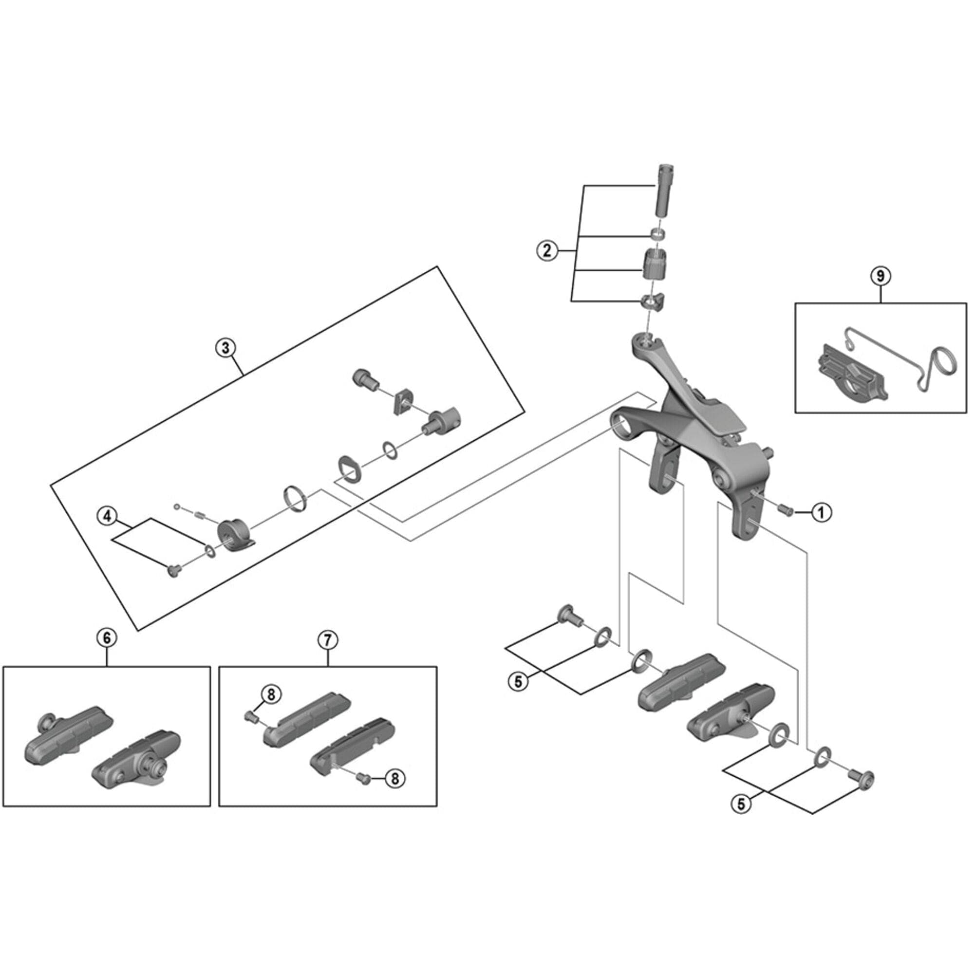 Shimano Spares R55C4 105 Cartridge Type Brake Shoe Set Calliper Mount; Pair