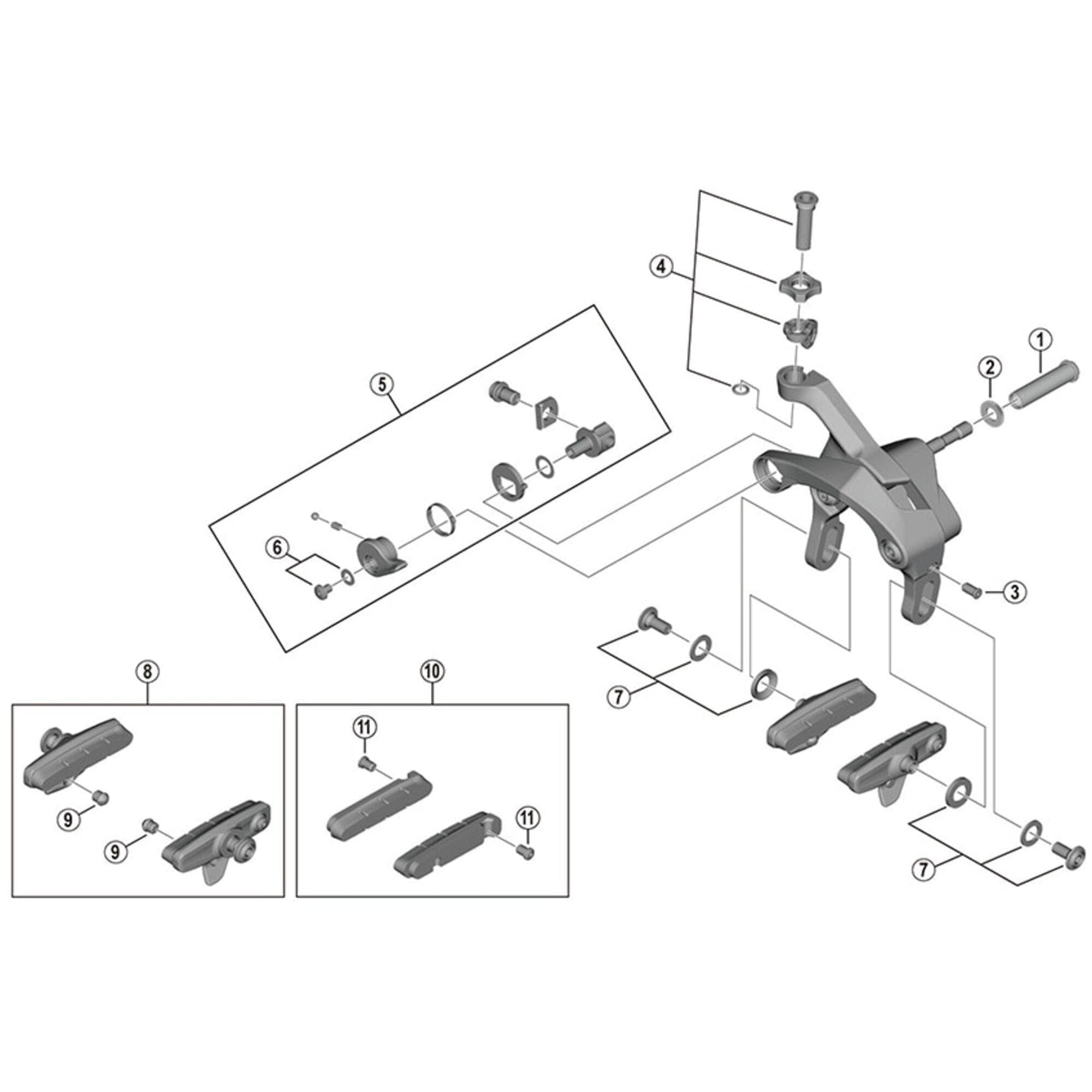 Shimano Spares R55C4 Dura Ace cartridge-type brake shoe set calliper mount; pair