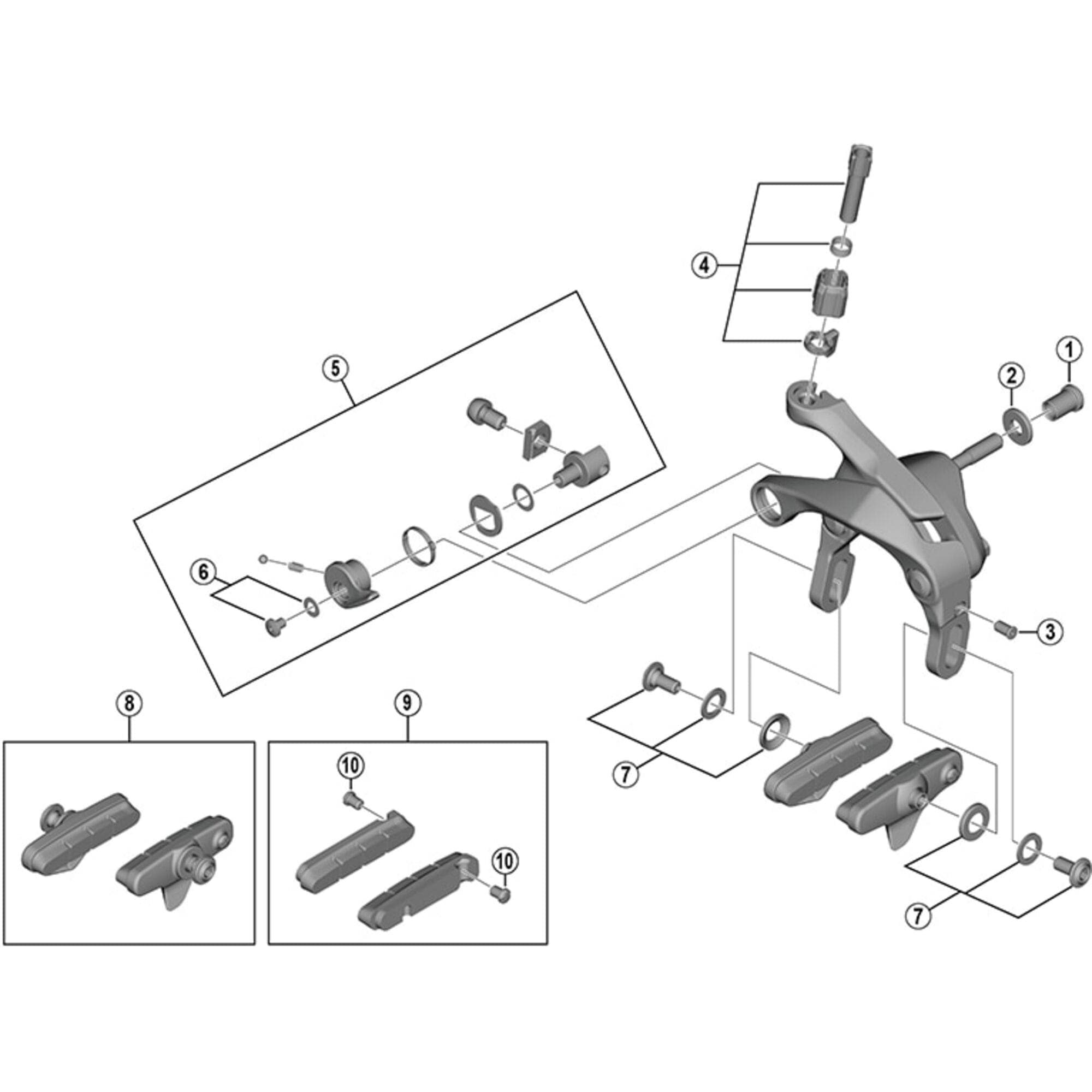 Shimano Spares R55C4 105 cartridge type brake shoe set calliper mount; pair