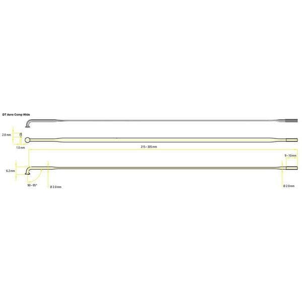 DT Swiss Aero Comp Wide Straight Pull Spokes 14 g = 2 mm box 20 - Black