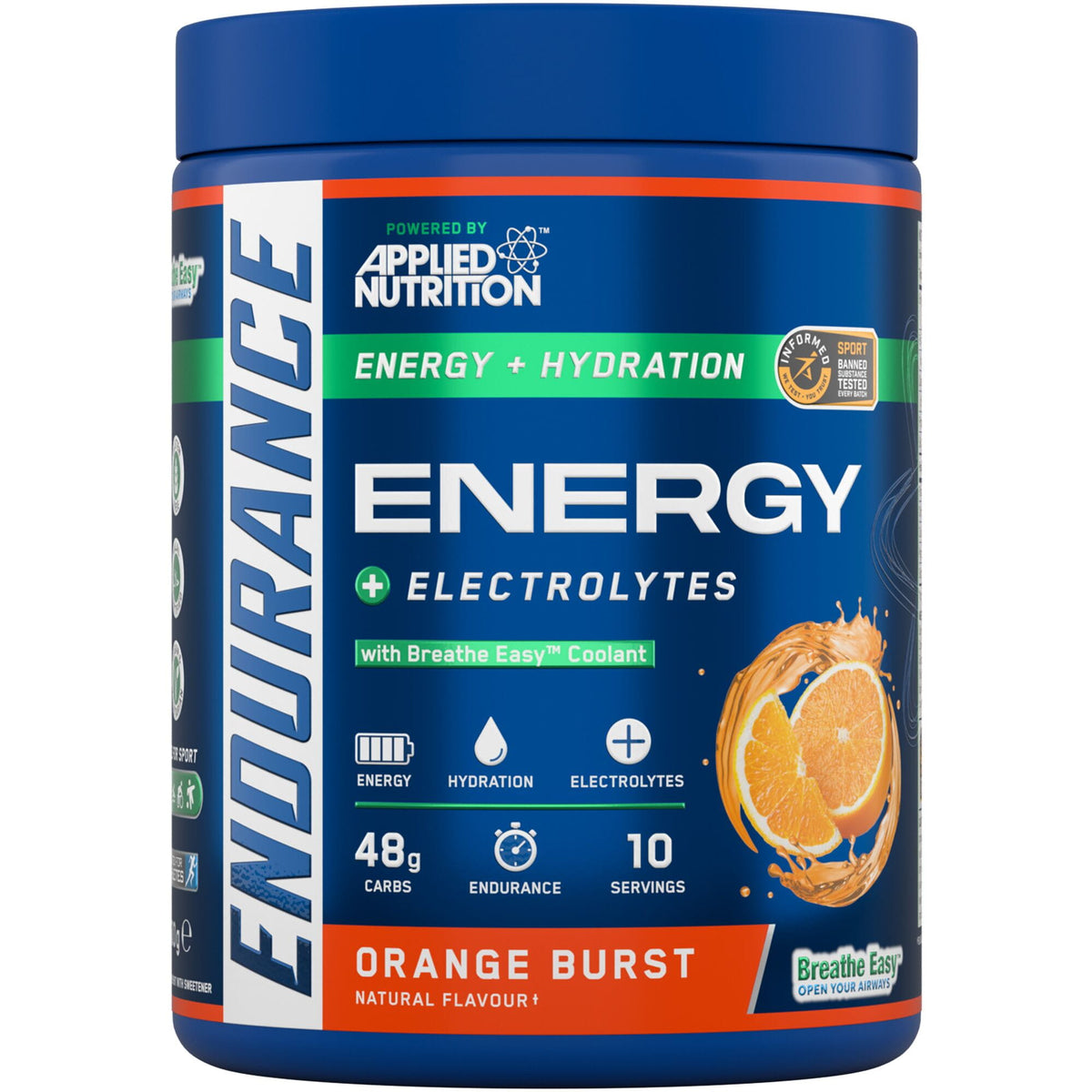 Applied Nutrition Endurance Breathe Energy and Hydration Powder - Orange Burst - 500g