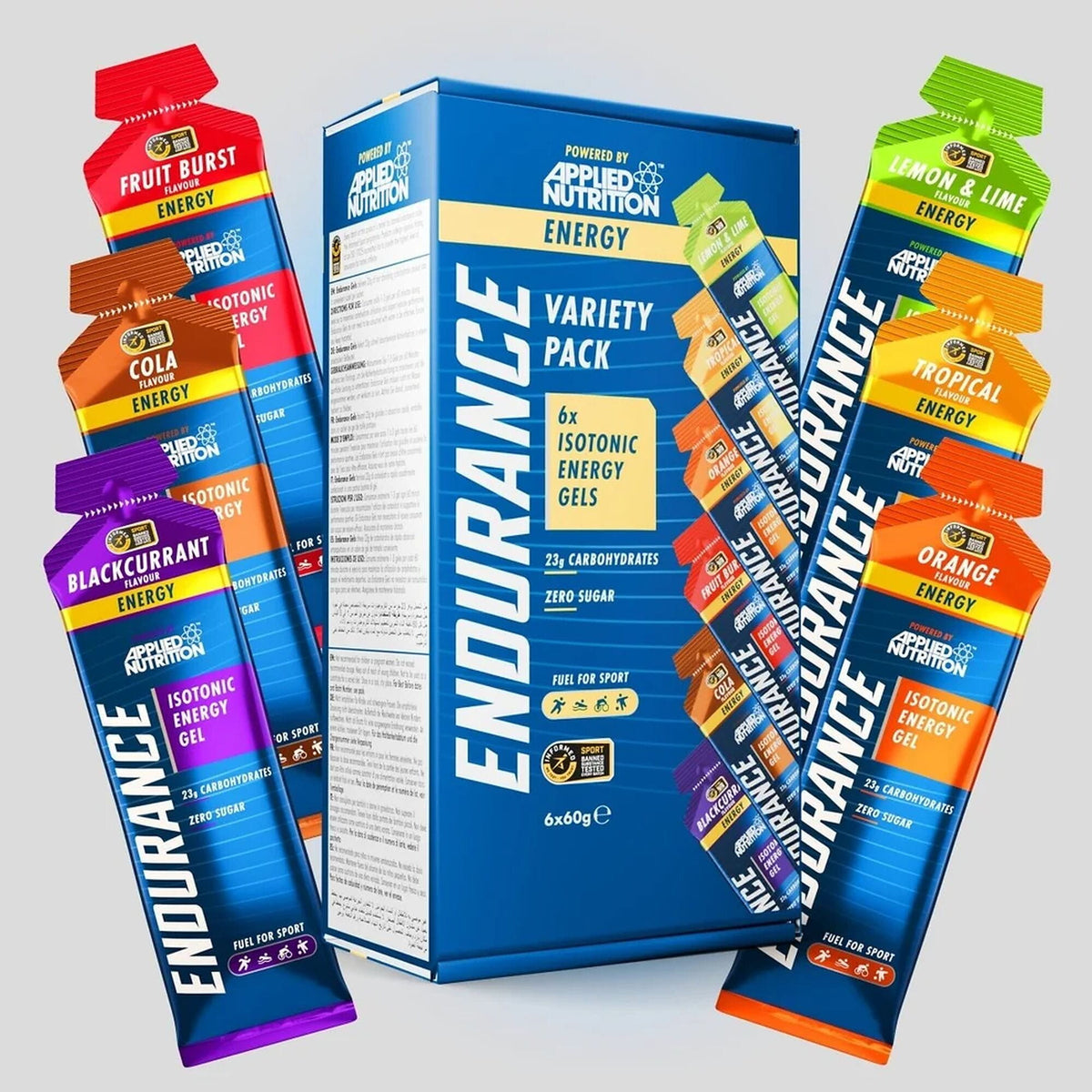 Applied Nutrition Endurance Isotonic Energy Gel - Variety Pack - 6 Gels In Box