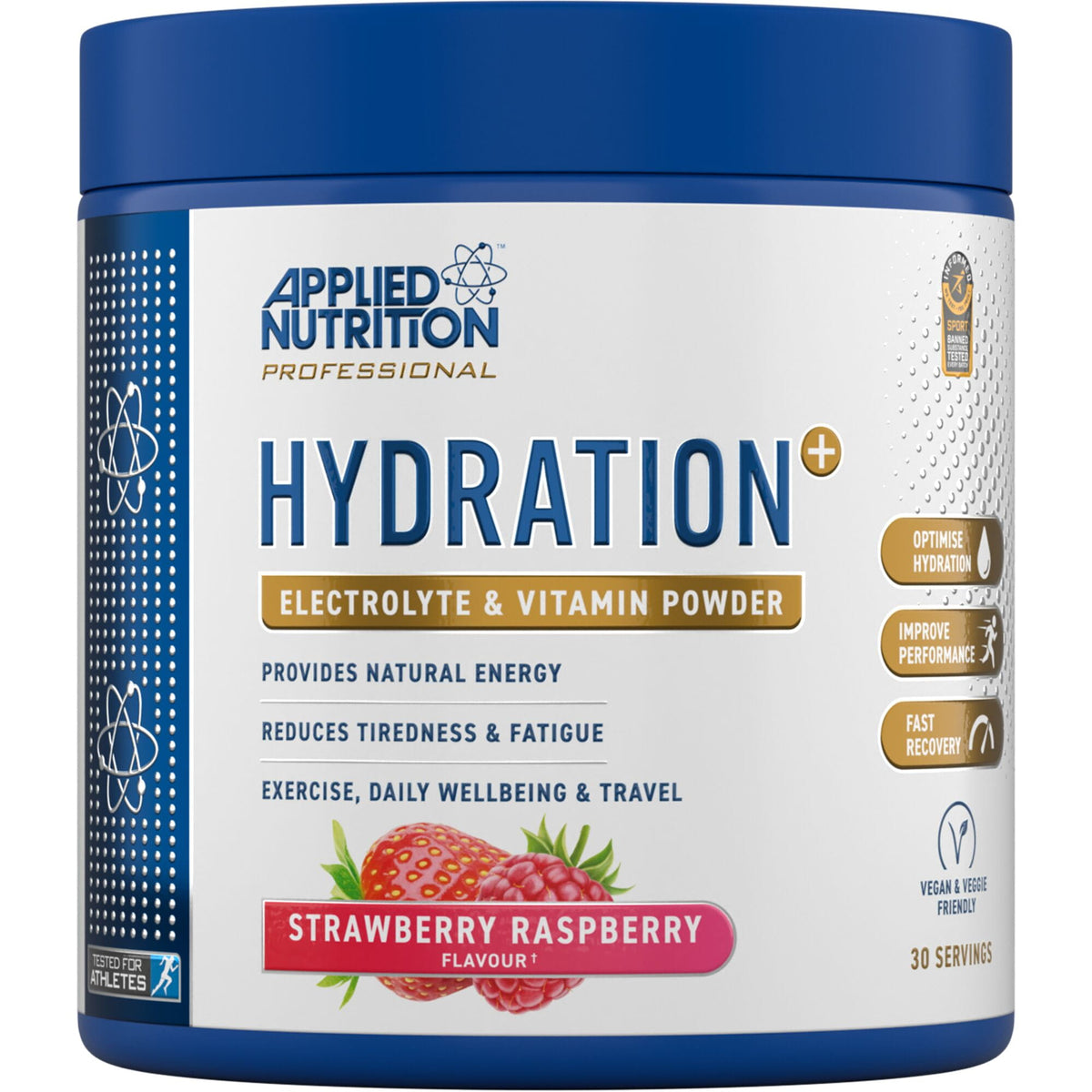 Applied Nutrition Hydration+ Complete Electrolyte and Vitamin Powder - Strawberry Raspberry -240g