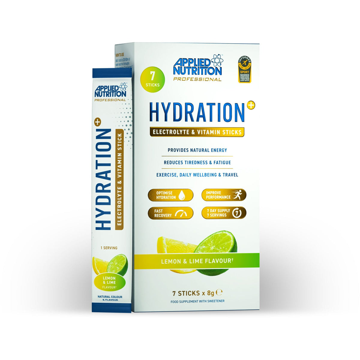 Applied Nutrition Hydration+ Electrolyte and Vitamin Powder Stick - Lemon and Lime - 8g x 7 packs