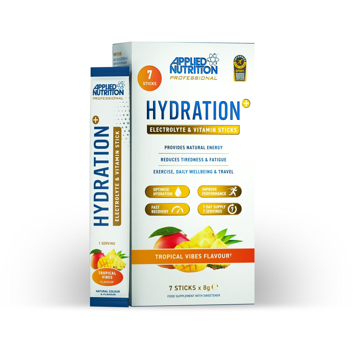 Applied Nutrition Hydration+ Electrolyte and Vitamin Powder Stick - Tropical Vibes - 8g x 7 packs