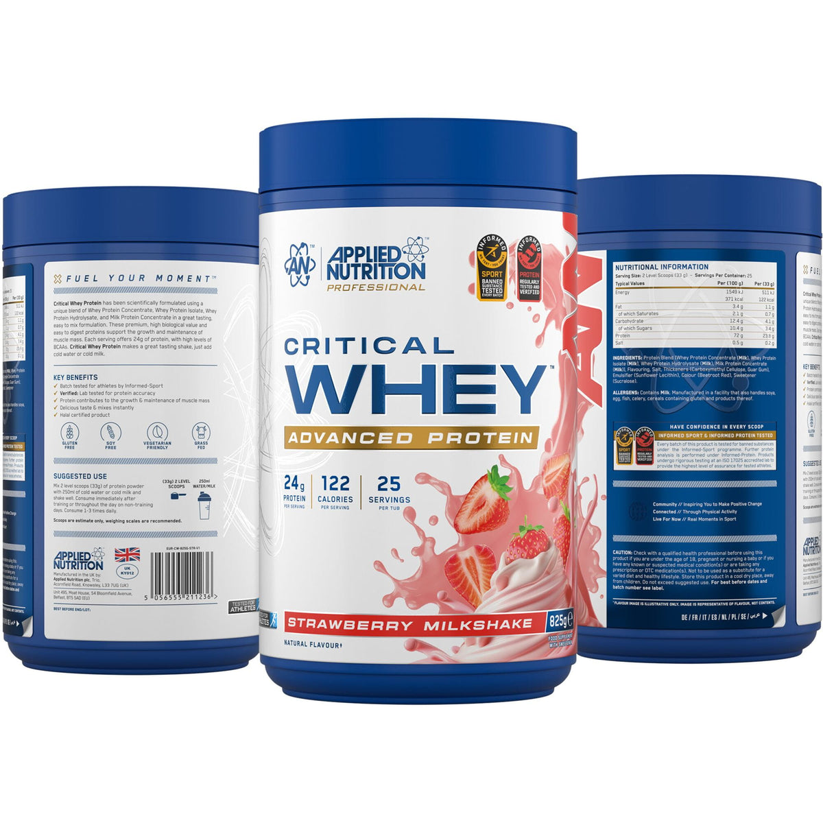 Applied Nutrition Critical Whey Protein Powder - Strawberry - 825g