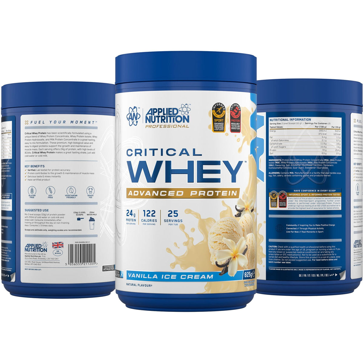 Applied Nutrition Critical Whey Protein Powder - Vanilla - 825g