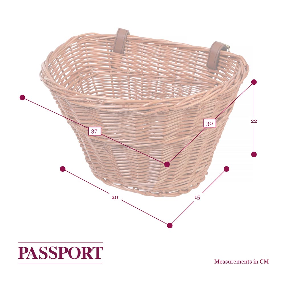 Passport Wicker Bicycle Basket Ð D-shape Medium or Large Brown 15" (37cm)