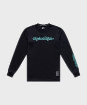 Troy Lee Designs Skyline Ride Signature Long Sleeve Tee - Black/Real Teal - XL