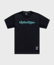 Troy Lee Designs Skyline Ride Signature Short Sleeve Tee - Black/Real Teal - M