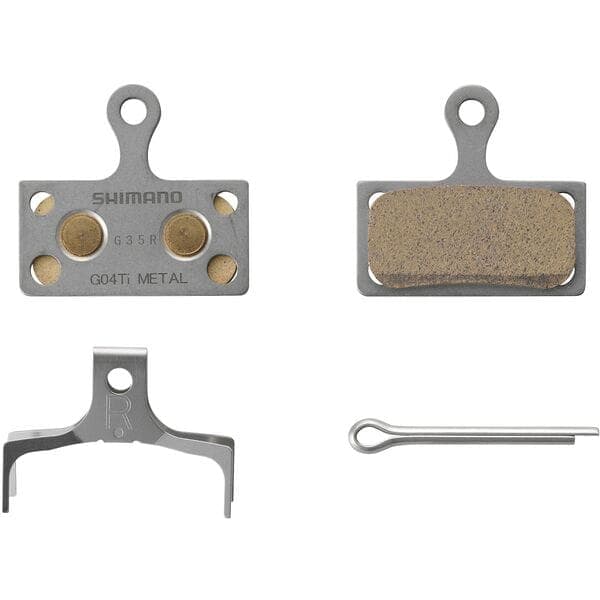 Shimano G04Ti-MX disc pads and spring; metal sintered pad; titanium back