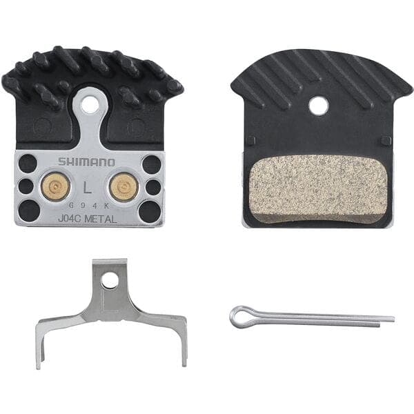 Load image into Gallery viewer, Shimano Spares J04C disc brake pads and spring; cooling fins; alloy backed; sintered
