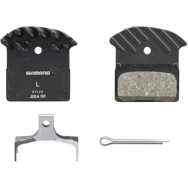 Load image into Gallery viewer, Shimano Spares J05A-RF disc pads and spring; alloy back with cooling fins; resin
