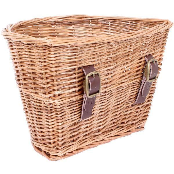 M Part D Shaped wicker basket with leather straps