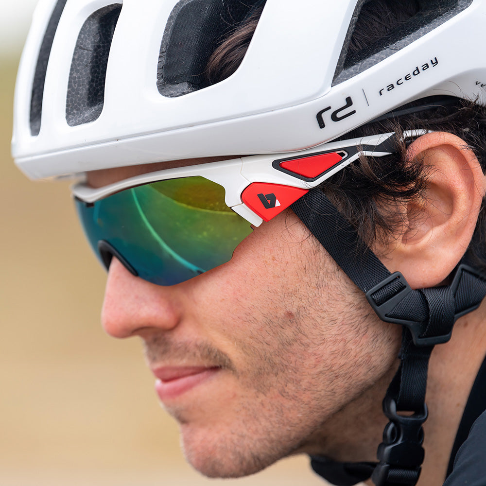 BZ Optics CRIT Mirrored Glasses with Revo Lenses White/Green One Size