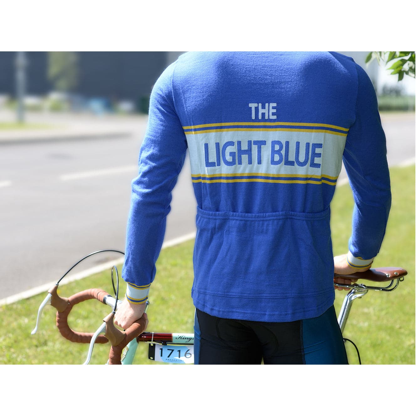 Light Blue Sport Classic Long Sleeve Merino Wool Jersey Blue Md