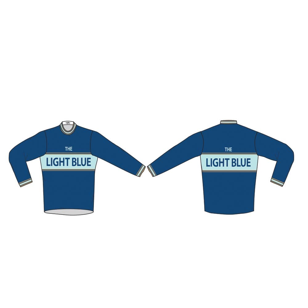 Light Blue Sport Classic Long Sleeve Merino Wool Jersey Blue Md