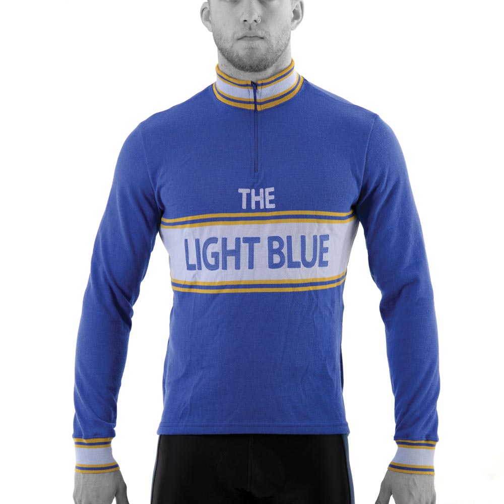 Light Blue Sport Classic Long Sleeve Merino Wool Jersey Blue XL