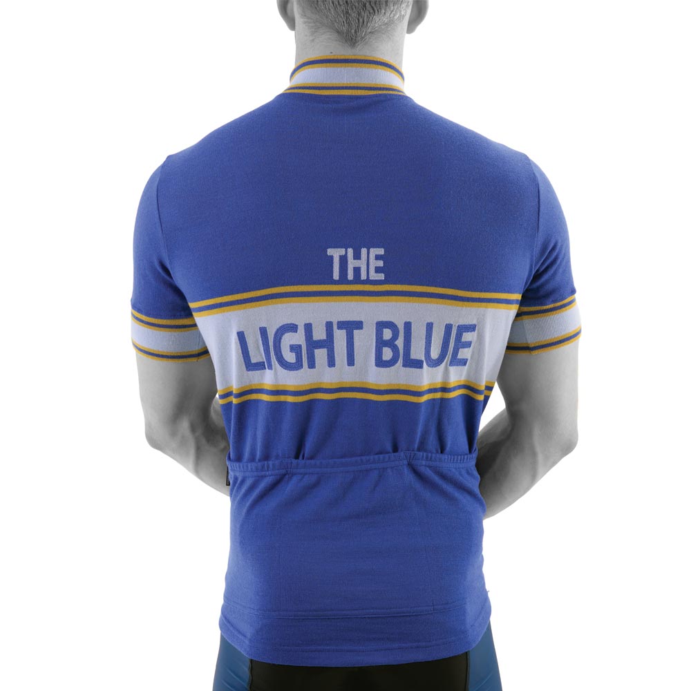 Light Blue Sport Classic Short Sleeve Merino Wool Jersey Blue Large