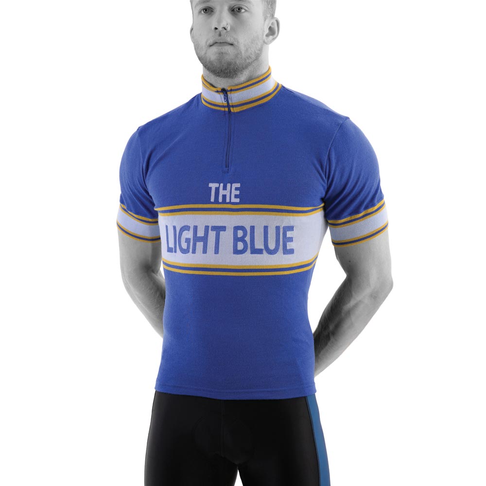 Light Blue Sport Classic Short Sleeve Merino Wool Jersey Blue Large
