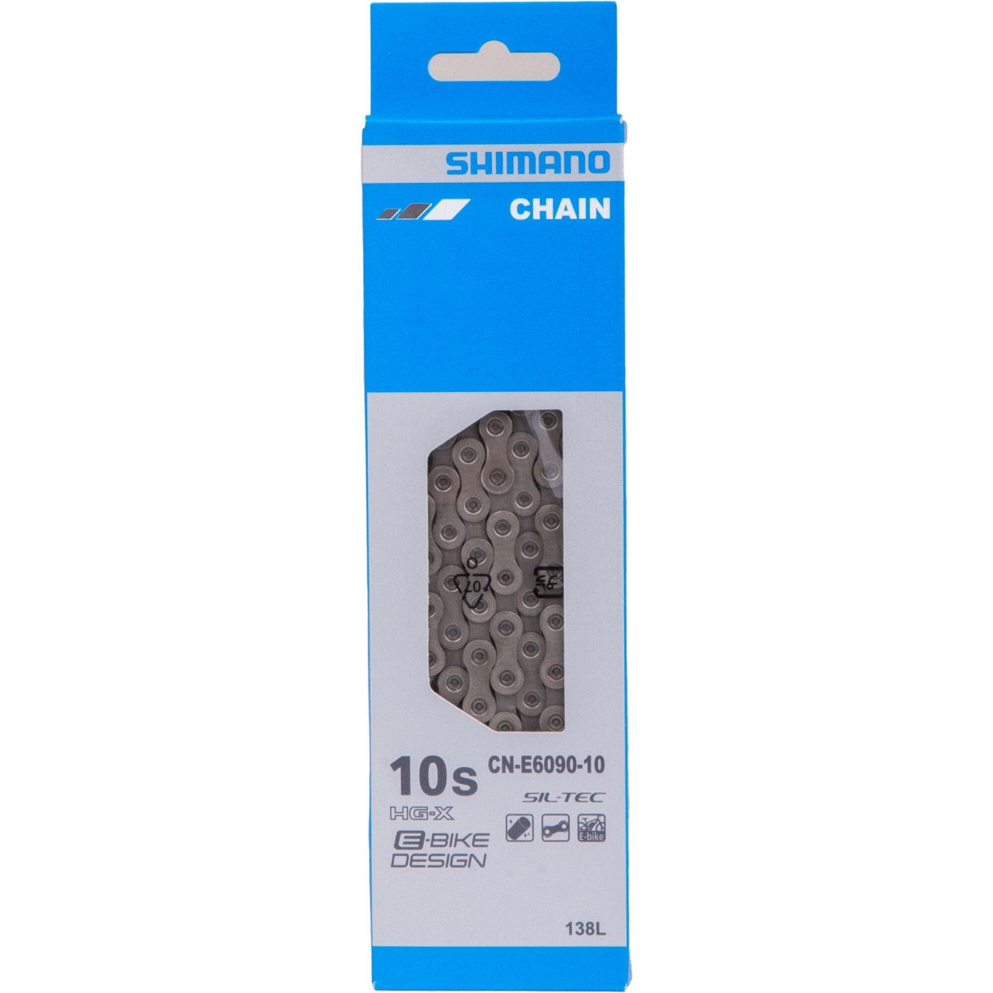 Shimano CN-E6090 E-bike chain; 10-speed rear / front single; 138 links; SIL-TEC