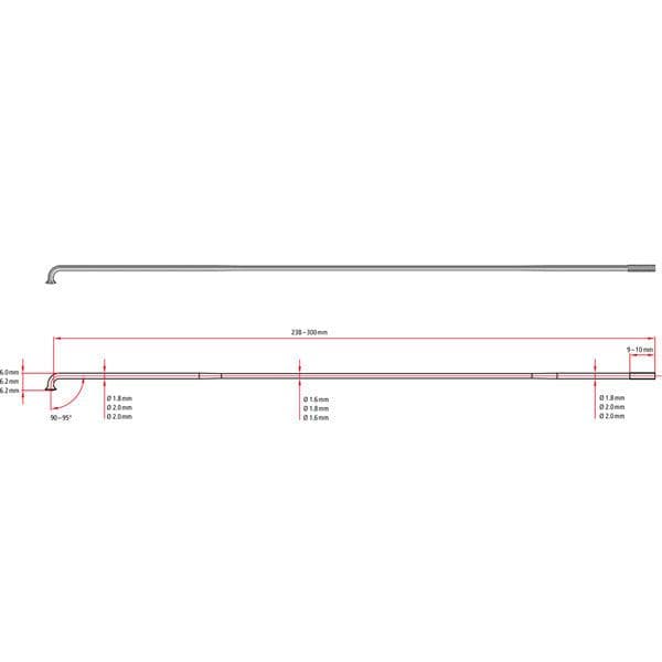DT Swiss Competition black spokes 14 / 15 g = 2 / 1.8 mm box 100; 296 mm