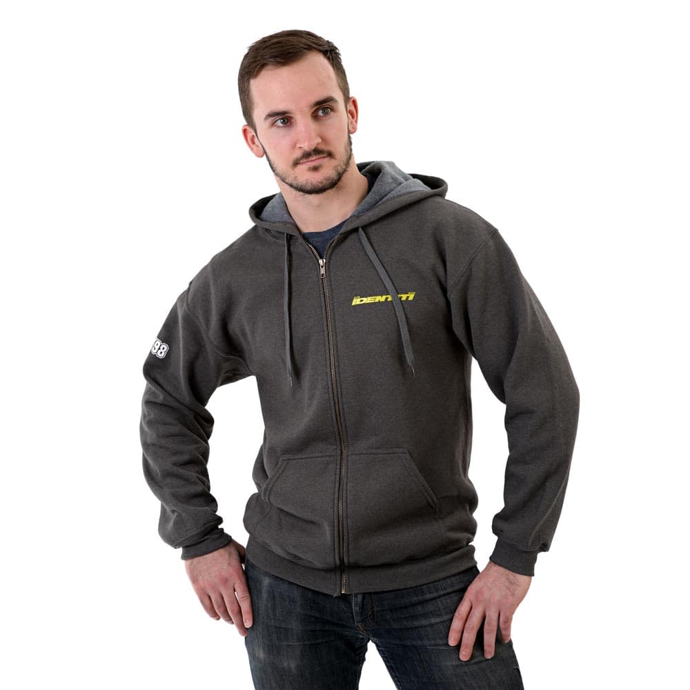 Identiti Zip Up Logo Hoodie Grey Sm