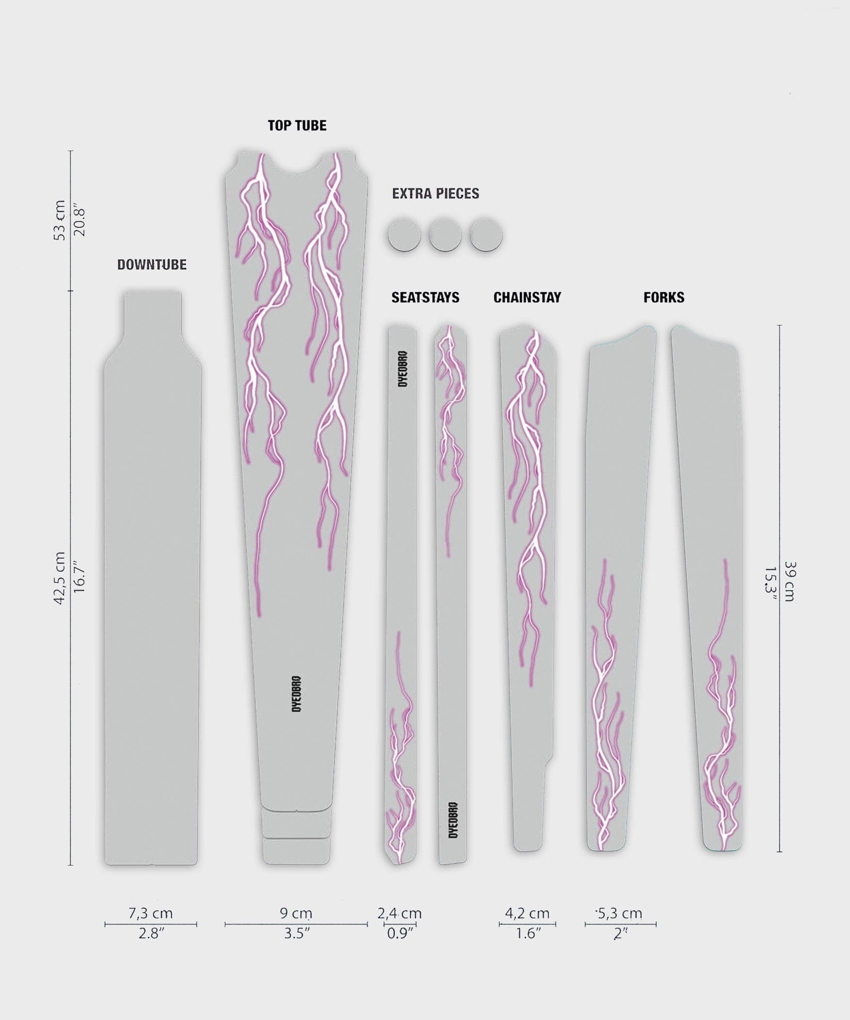 DYEDBRO Gravel Frame Protection - Lightning - Pink
