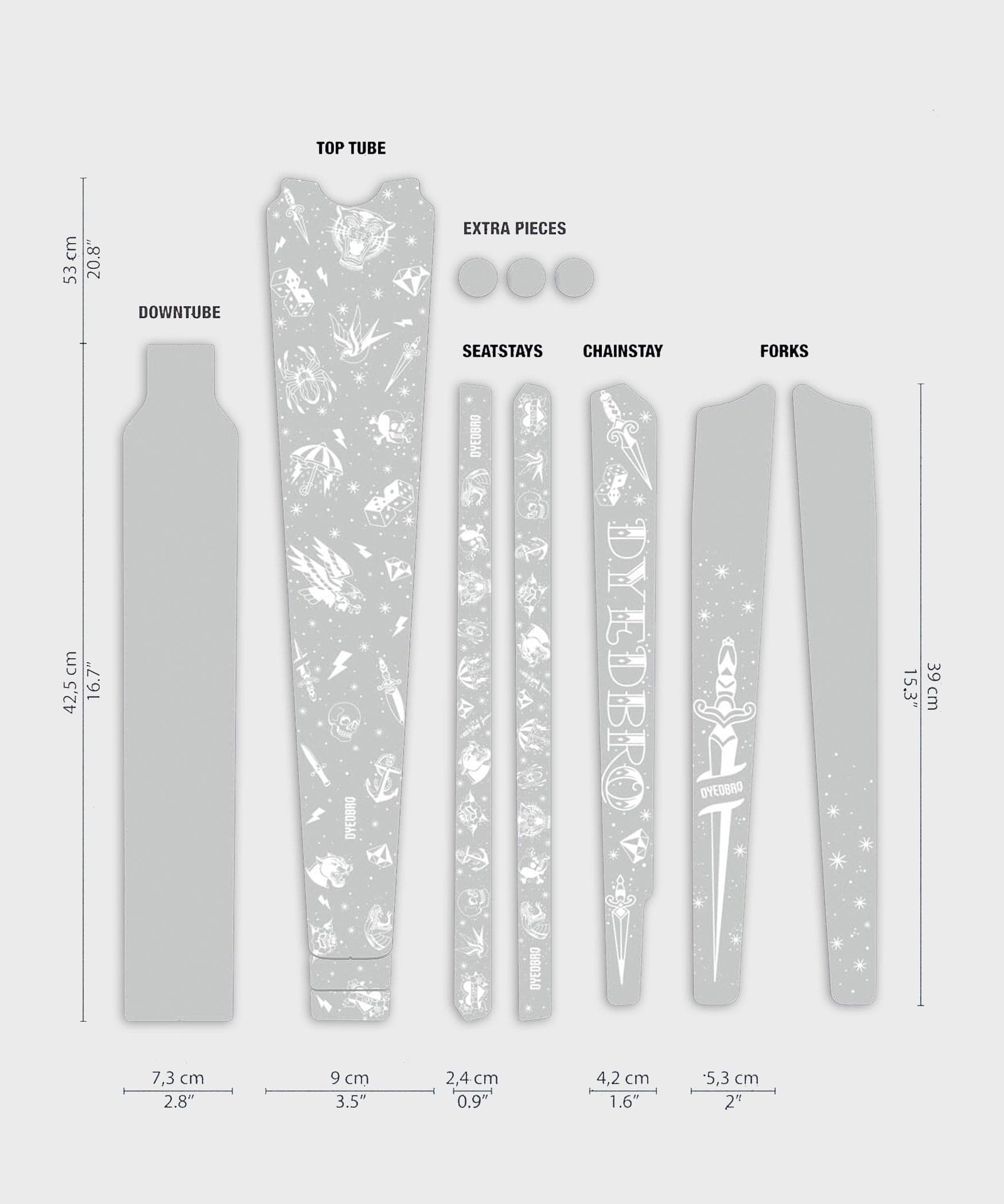 DYEDBRO Gravel Frame Protection -Old School Tattoo - White