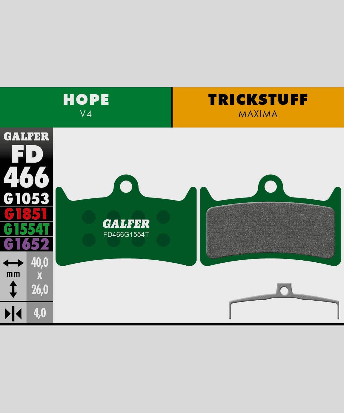 Galfer Pro Bike Disc Brake Pad - Hope - V4 | Trickstuff - Maxima