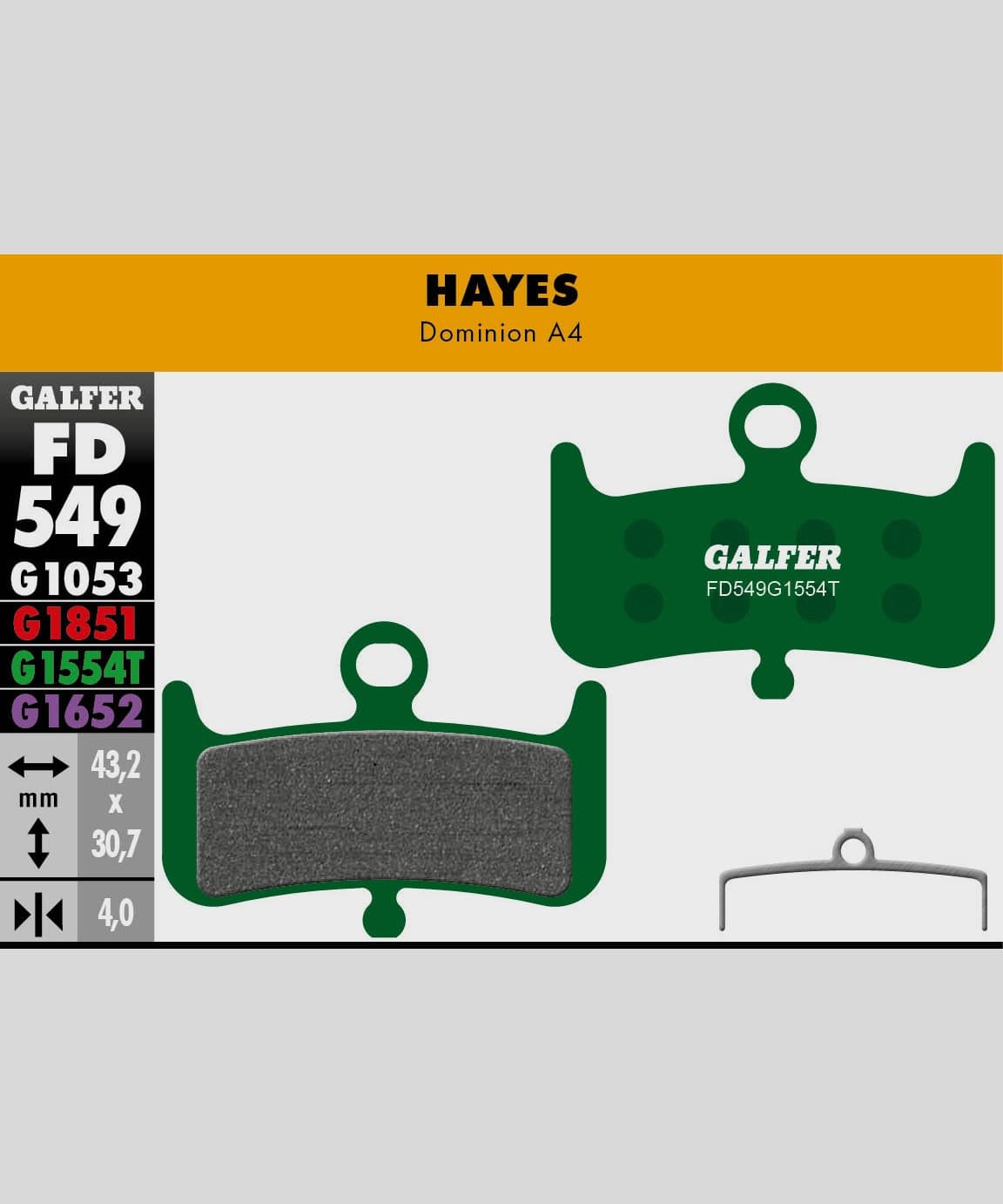 Galfer Pro Bike Disc Brake Pad - Hayes - Dominion A4