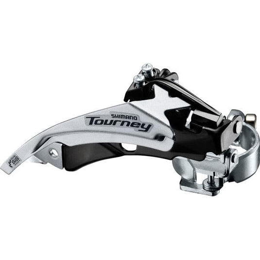 Shimano Tourney / TY FD-TY500 MTB front derailleur; top swing; dual-pull and multi fit for 42T