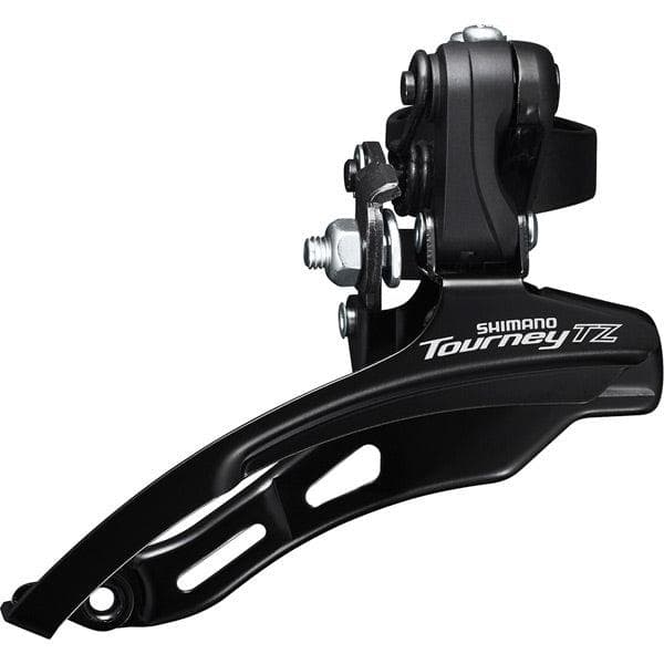Load image into Gallery viewer, Shimano Tourney / TY FD-TZ500 6-speed MTB front derailleur; down swing; top pull; 31.8mm; 66-69; 42T
