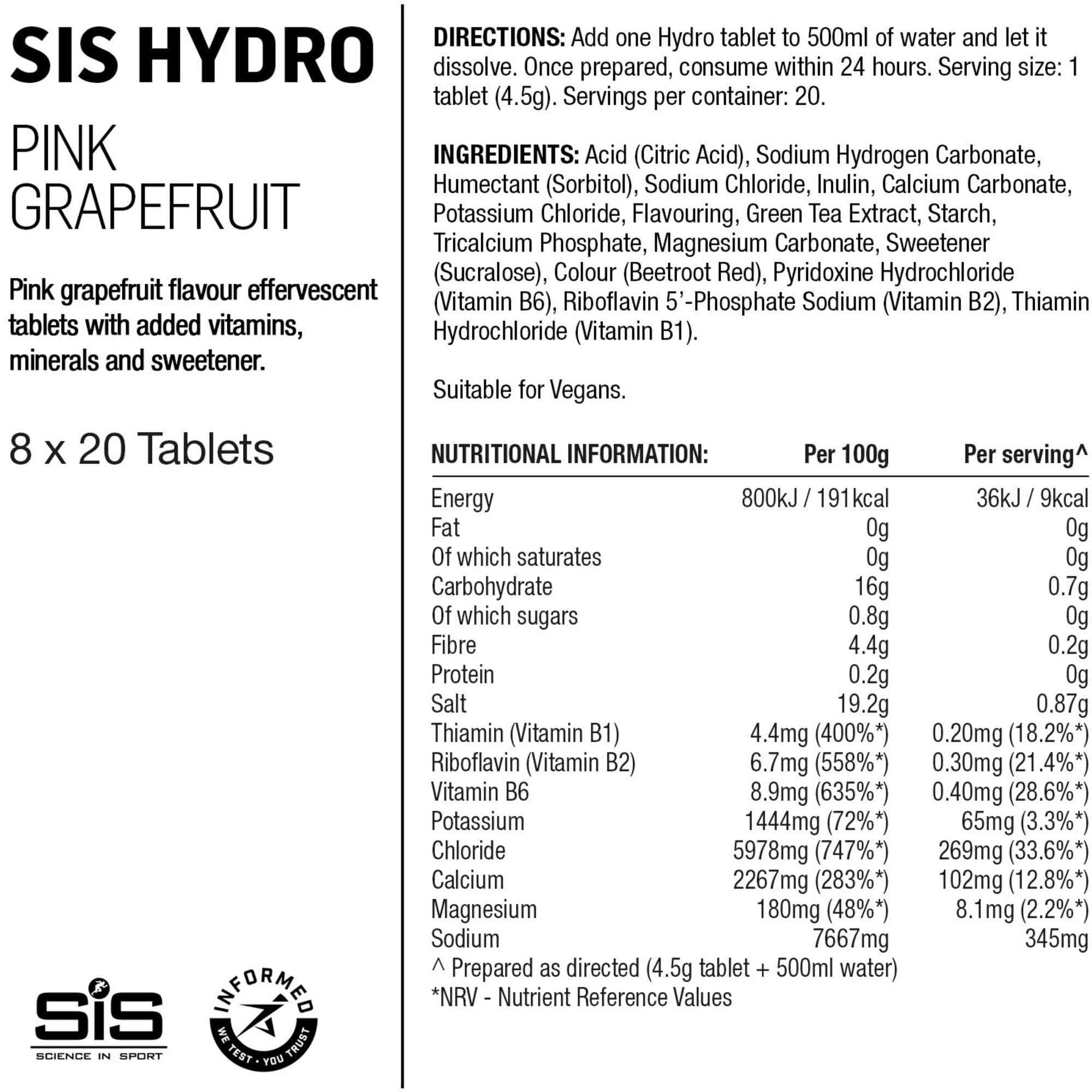 Science In Sport GO Hydro Tablet - 8 tubes - pink grapefruit