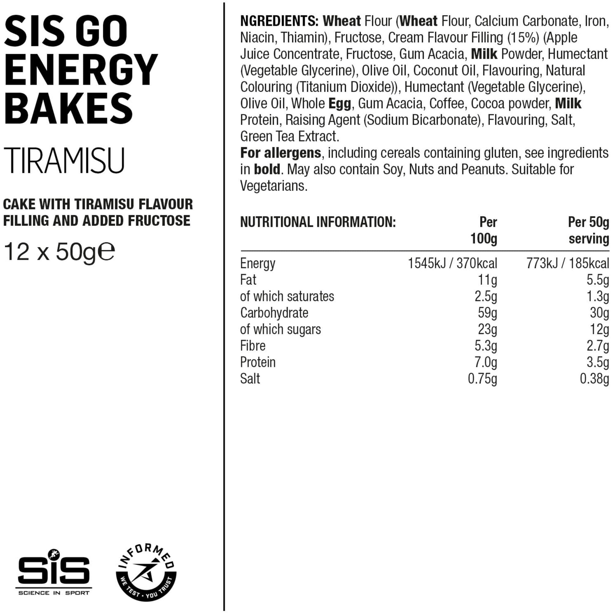 Science In Sport GO Energy Bake - box of 12 bars - tiramisu