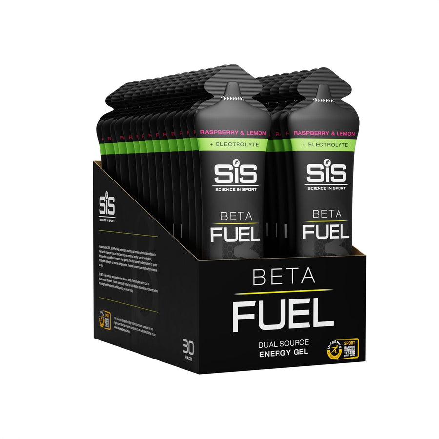 Science In Sport Beta Fuel Energy Gel + Electrolyte - box of 30 gels - raspberry and lemon