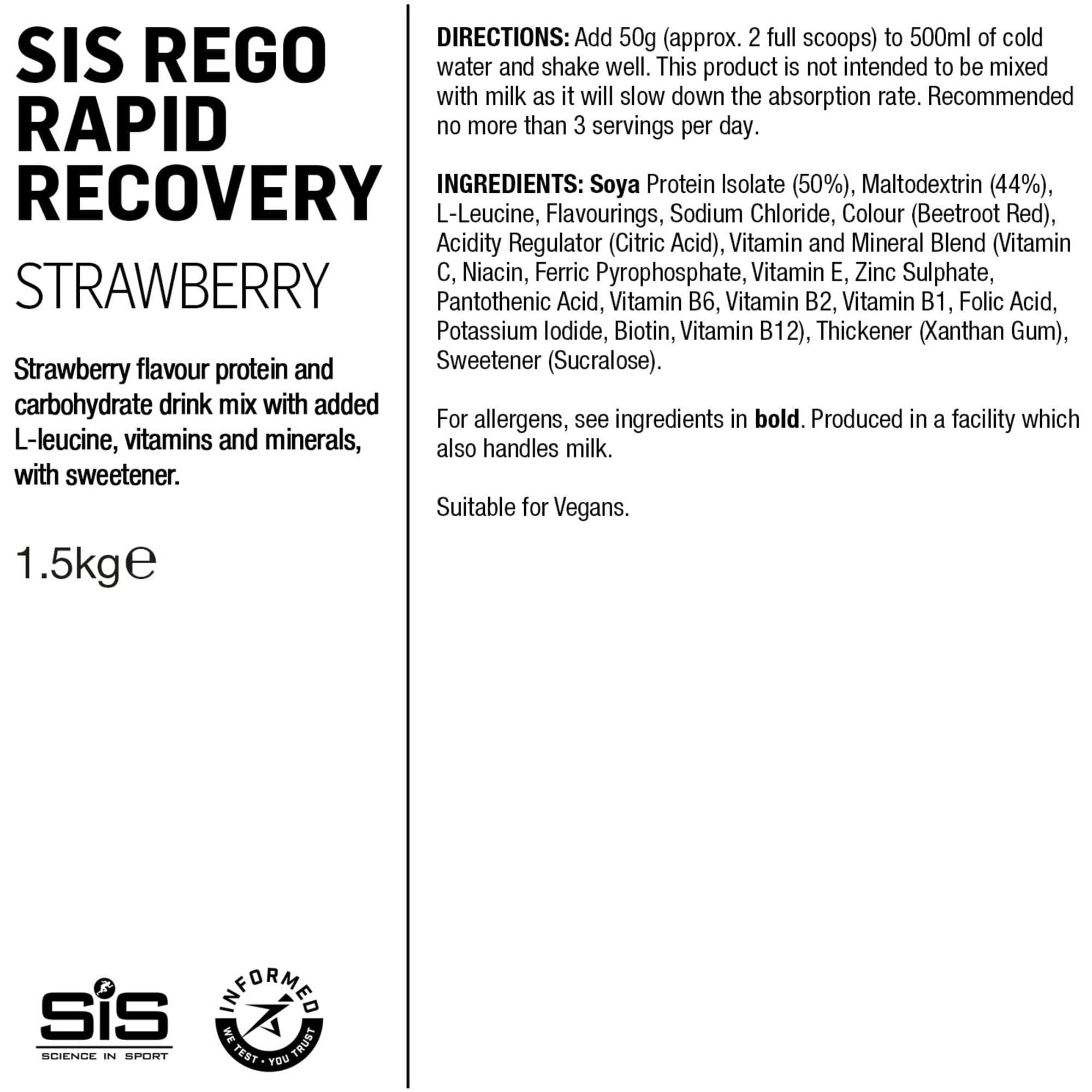 Science In Sport REGO Rapid Recovery Drink Powder - 1.5kg - Strawberry