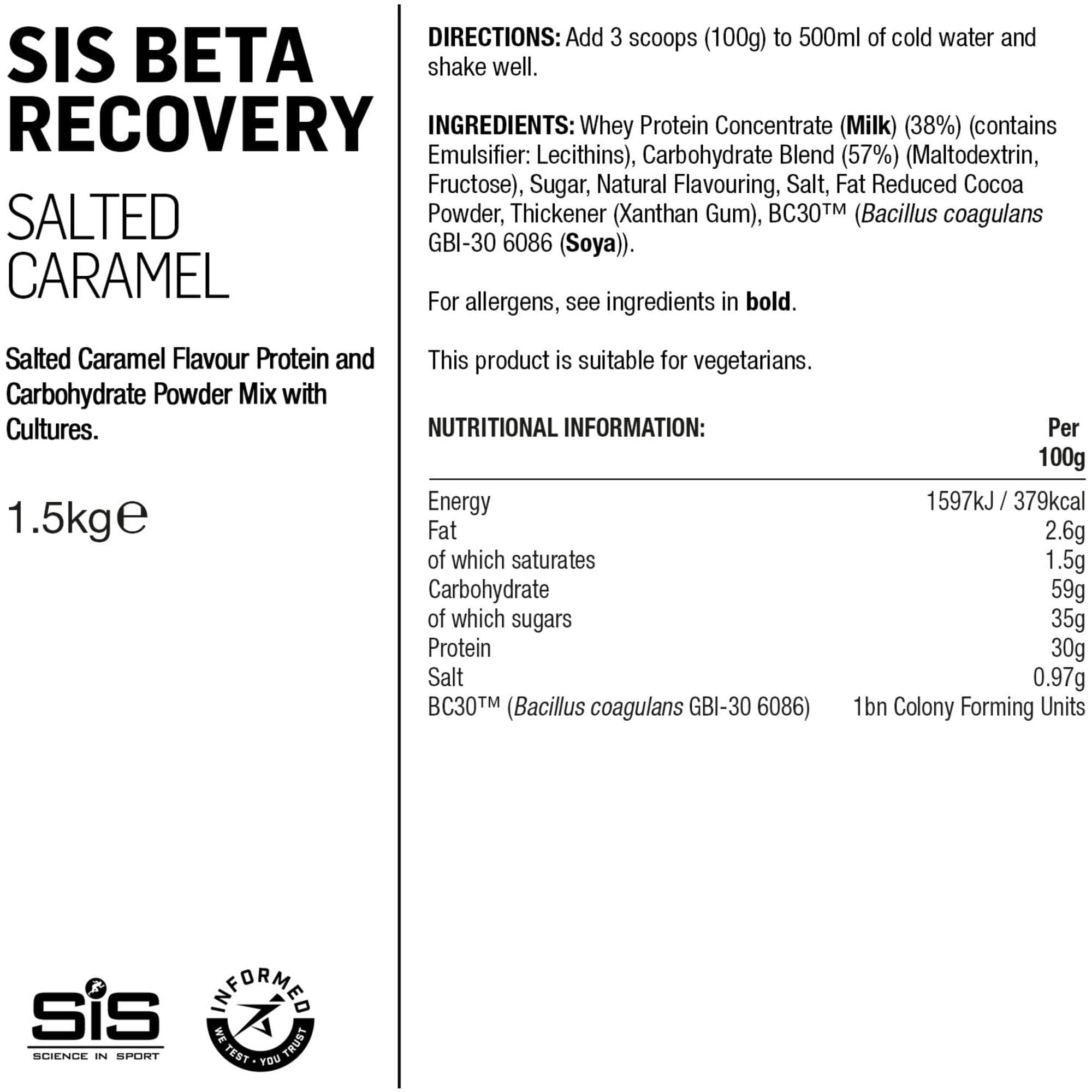 Science In Sport BETA Recovery Drink Powder - 1.5KG - Salted Caramel