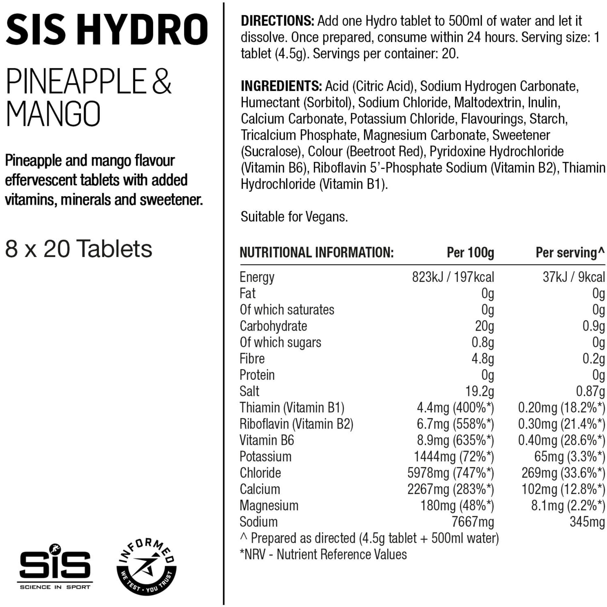 Science In Sport GO Hydro Tablet - 8 tubes - pineapple mango