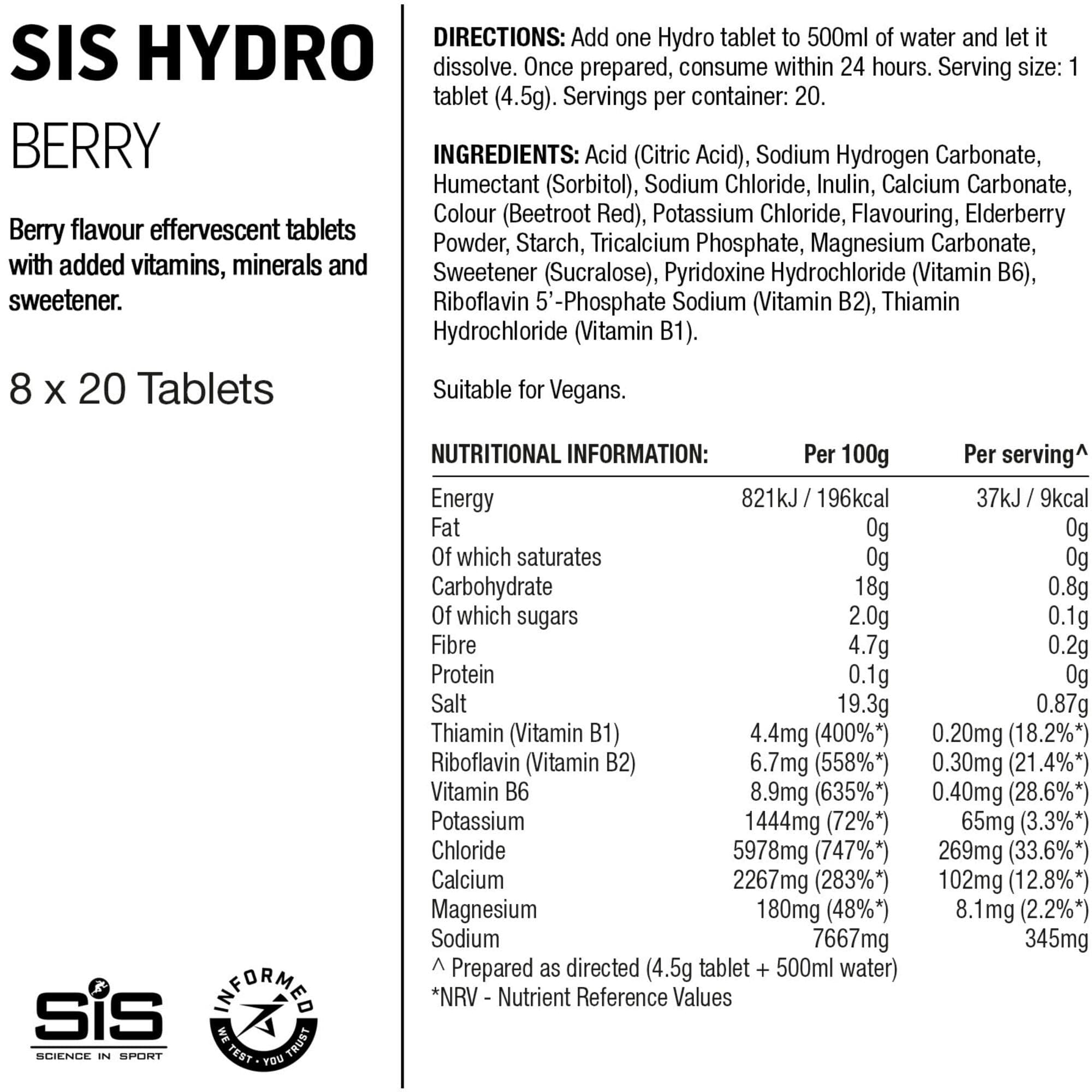 Science In Sport GO Hydro Tablet - 8 tubes - berry