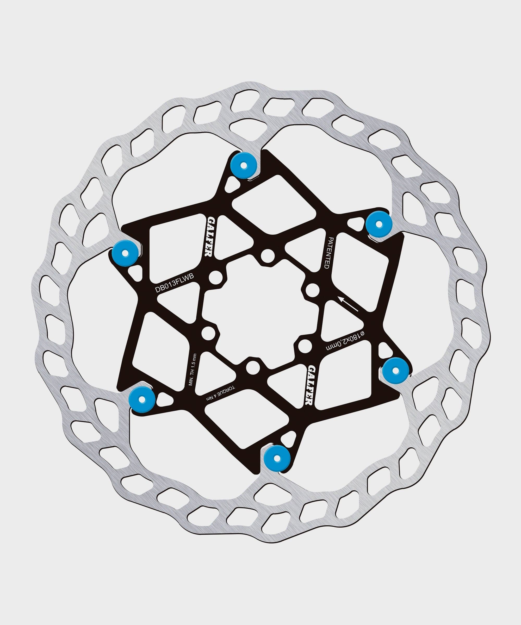 Galfer Wave Floating Disc Rotor - 6 Bolt - 180 x 2.0mm - Blue Pins