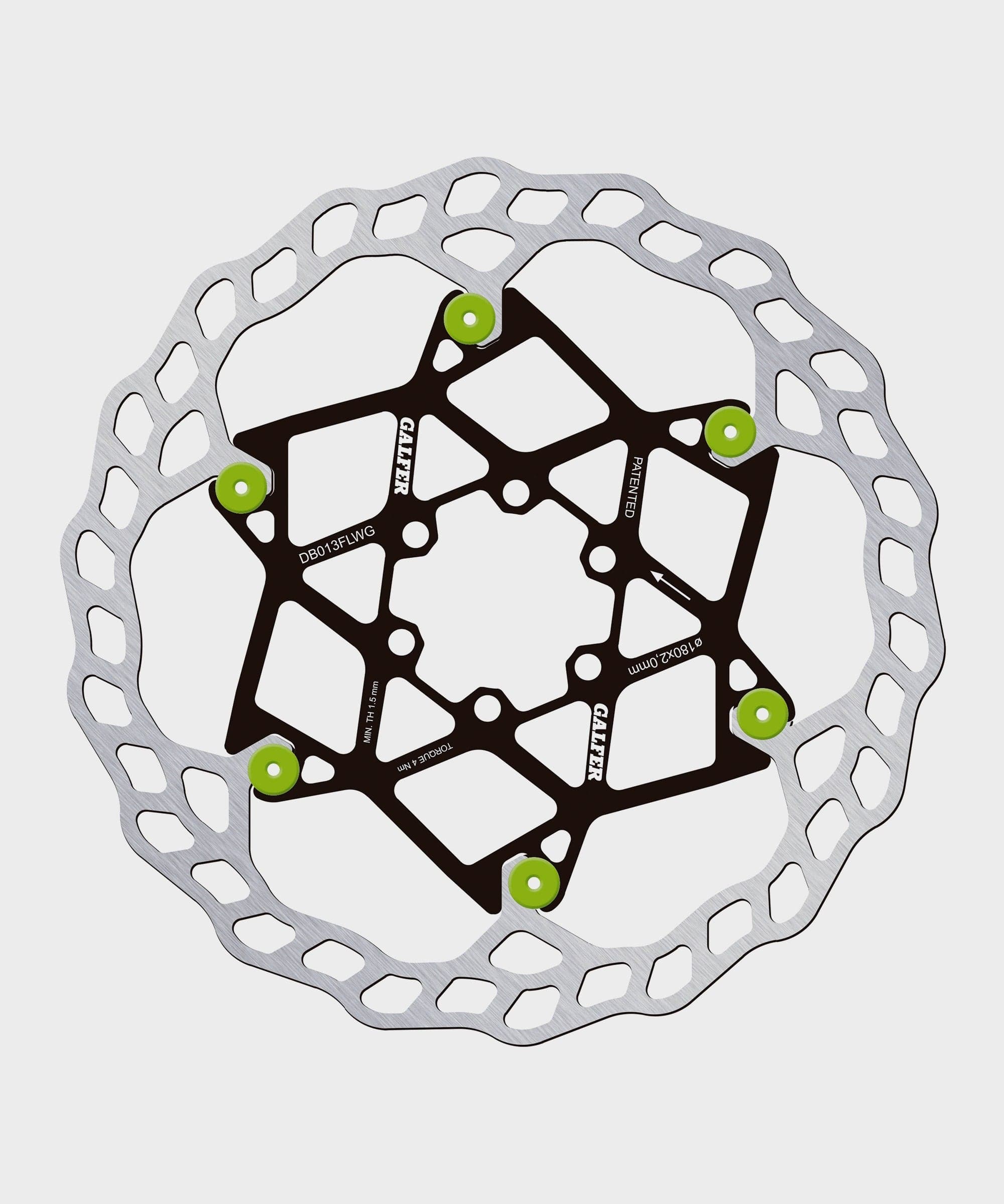 Galfer Wave Floating Disc Rotor - 6 Bolt - 180 x 2.0mm - Green Pins