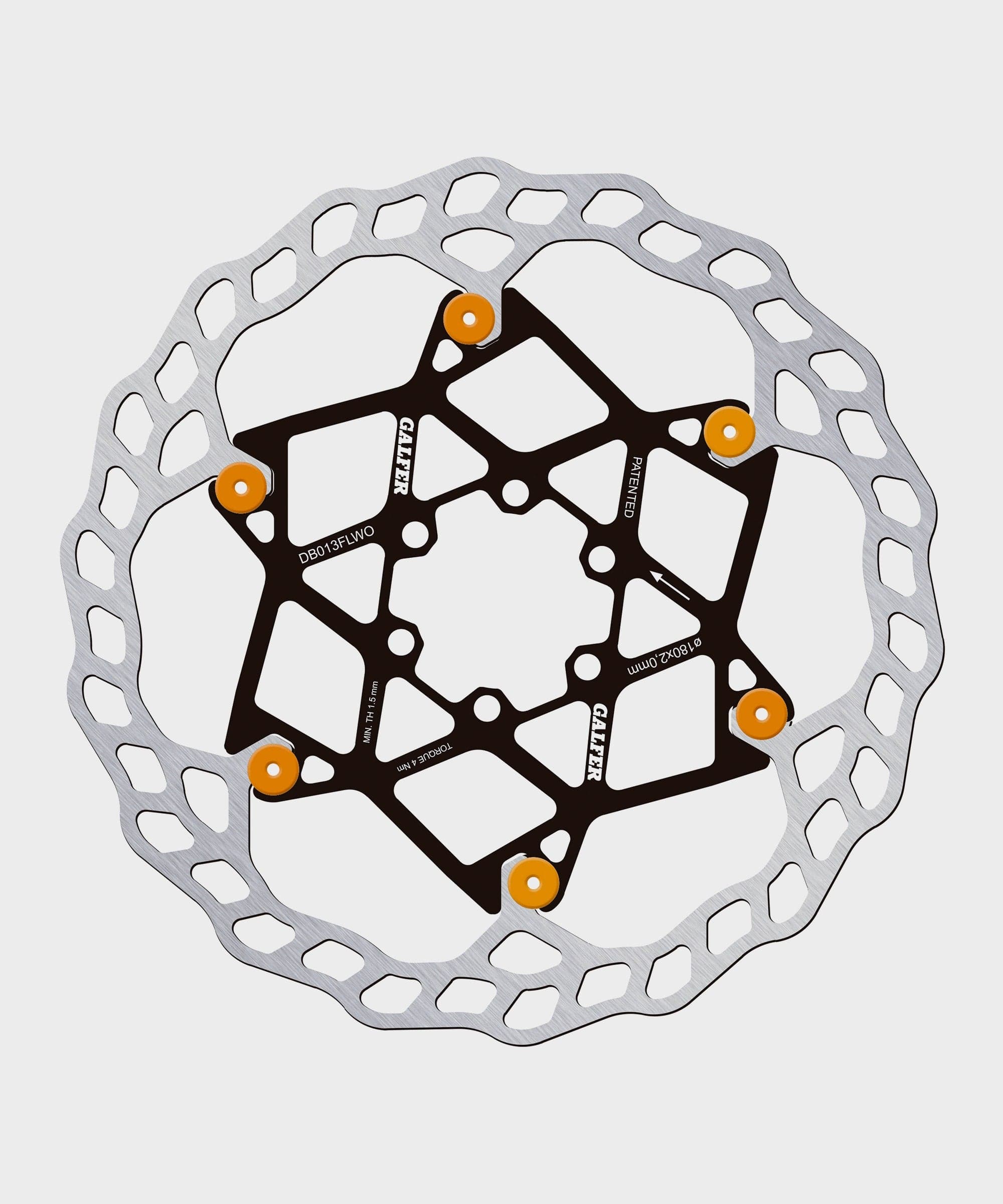 Galfer Wave Floating Disc Rotor - 6 Bolt - 180 x 2.0mm - Orange Pins