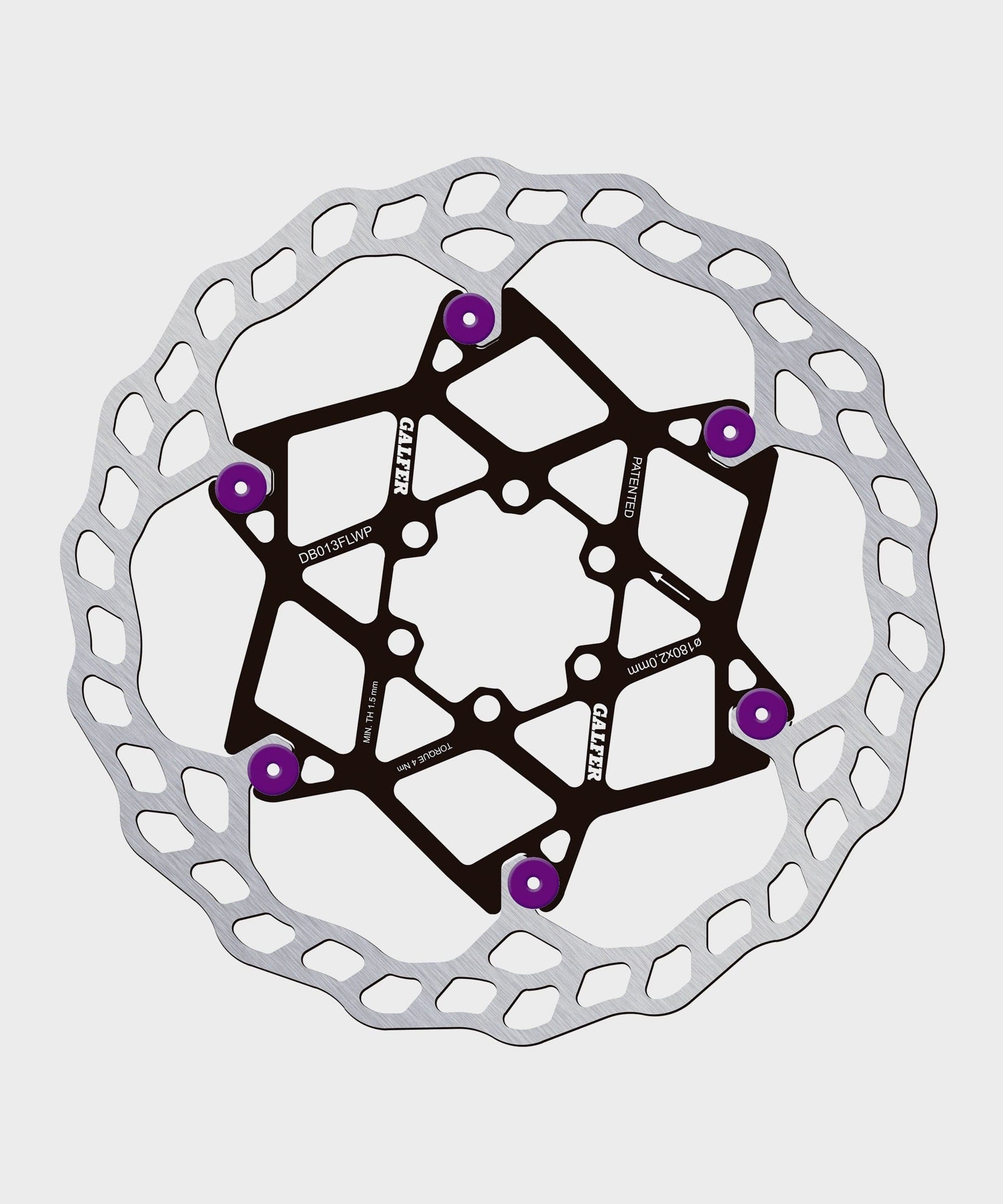 Galfer Wave Floating Disc Rotor - 6 Bolt - 180 x 2.0mm - Purple Pins