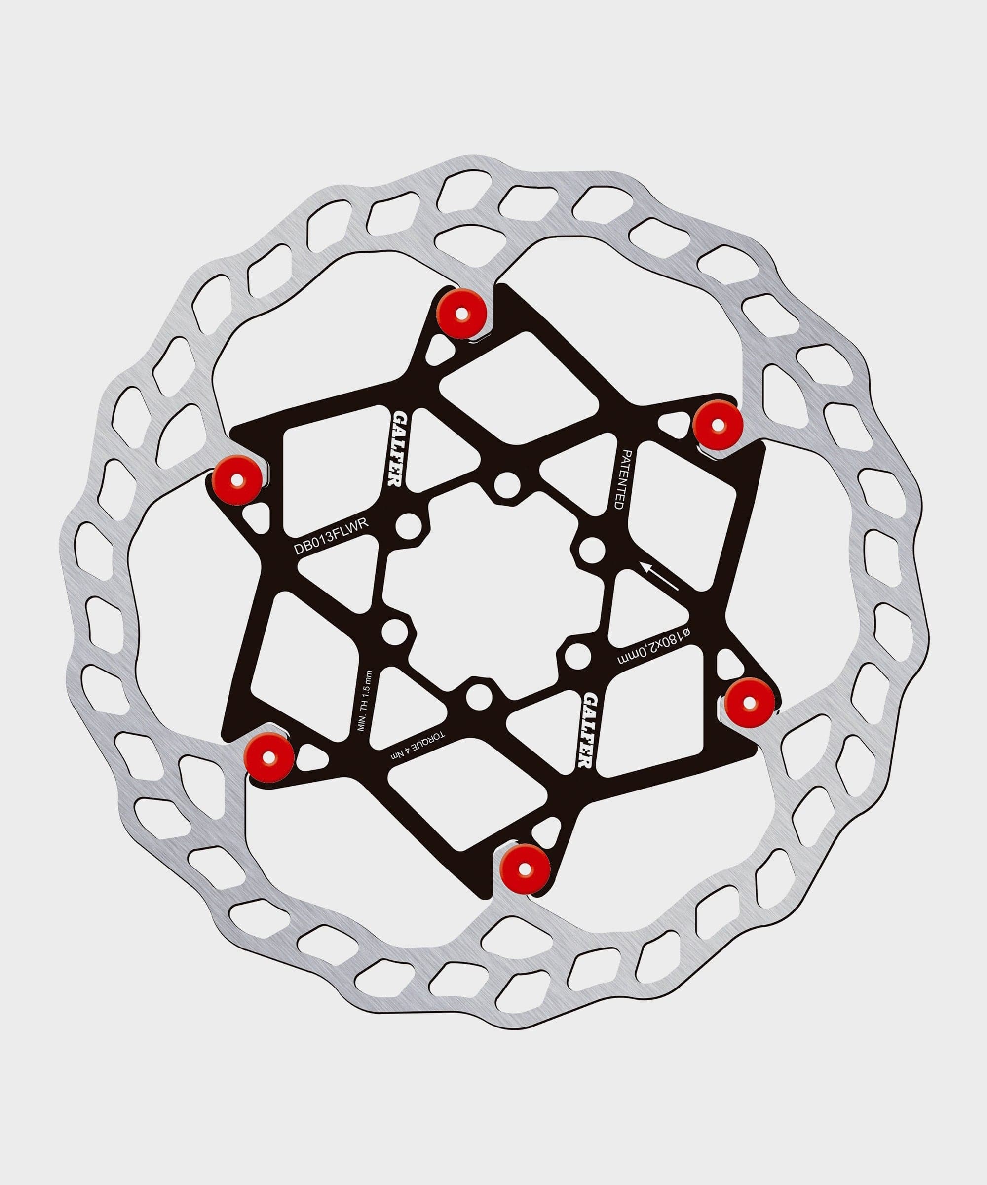 Galfer Wave Floating Disc Rotor - 6 Bolt - 180 x 2.0mm - Red Pins