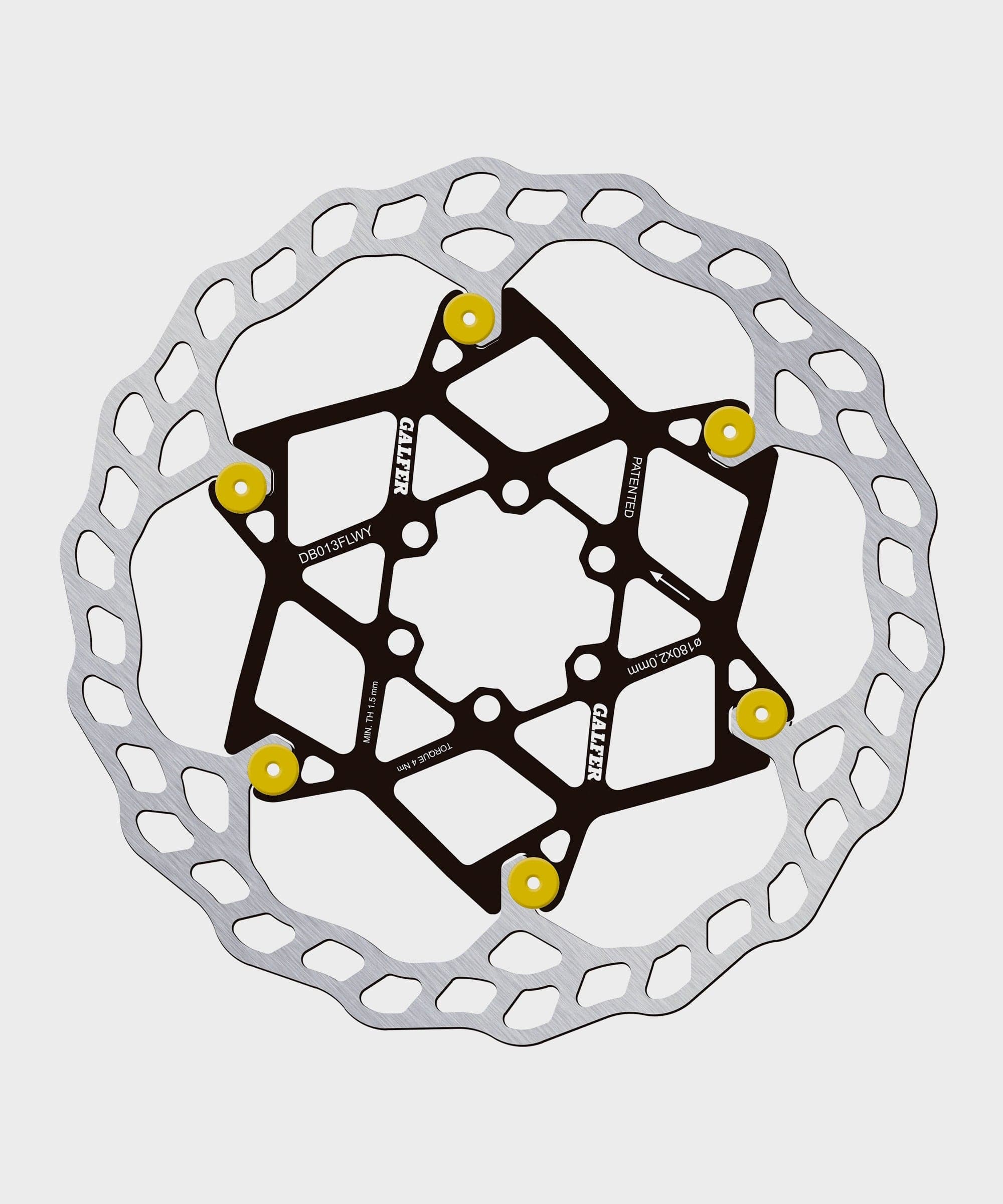 Galfer Wave Floating Disc Rotor - 6 Bolt - 180 x 2.0mm - Gold Pins