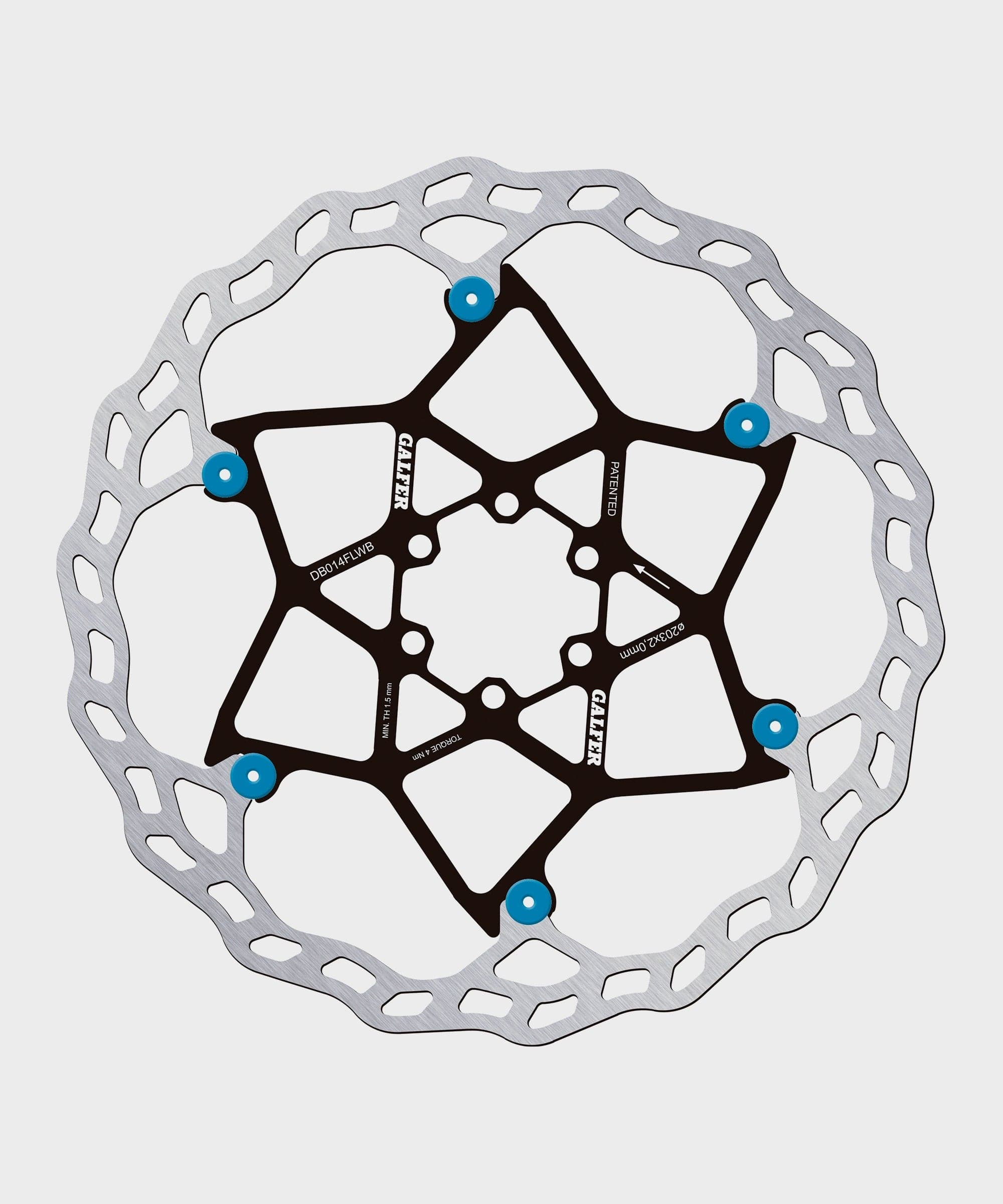 Galfer Wave Floating Disc Rotor - 6 Bolt - 203 x 2.0mm - Blue Pins